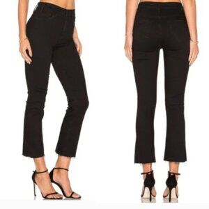 Mother Jeans Size 32 Black High Rise Black Ankle Crop Fray Casual Stretch Denim